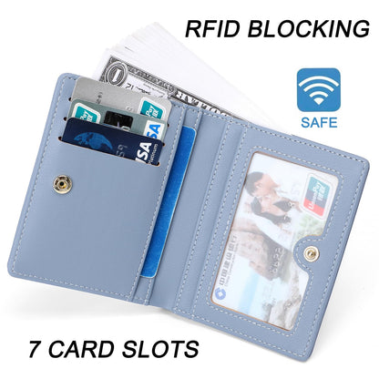 Altally Small Women Wallet RFID Blocking Bifold Pocket Wallet Slim Compact Ladies Purse Mini Wallets For Women (Blue)
