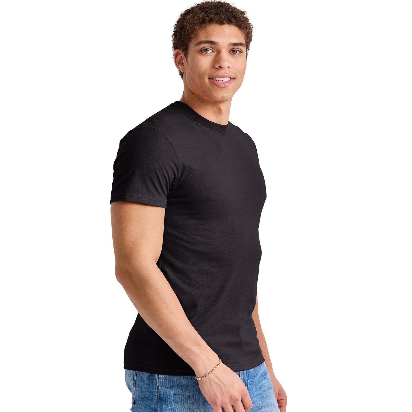 Hanes Comfortblend Standard Originals Lightweight, Crewneck T-Shirts for Men, Tri-Blend Tee, Tall Sizes, Black