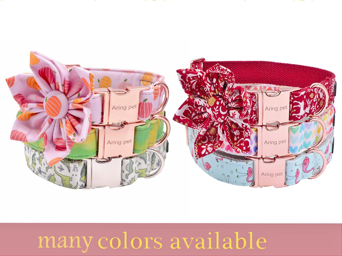 ARING PET Halloween Dog Collars with Detachable Flower, Pink Pumpkin Pet Collar with Metal Buckle for Puppy Small Medium Large Boy Girl Dog-XS
