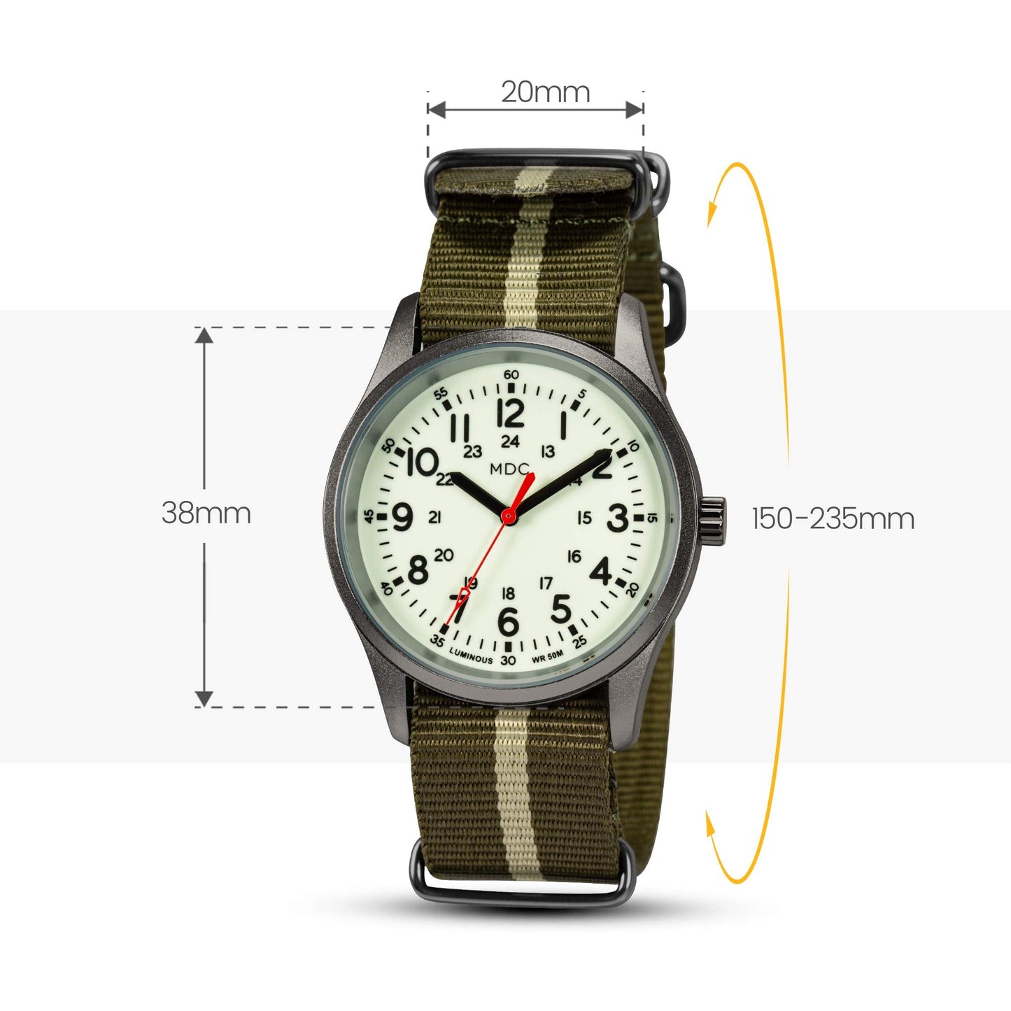 Infantry Glow in The Dark Military Watches for Men Analog Tactical Men's Wrist Watch Luminous Work Outdoor Sport Waterproof Field Wristwatch Green Nylon Band