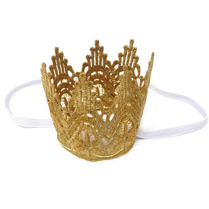 Honbay Tiny Vintage Golden Lace Crown Headband, Baby Princess Tiara, First Birthday Hat, Newborn Crown Photo Prop