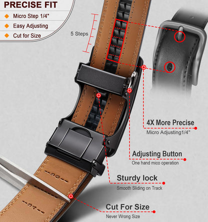 BULLIANT Men's Belt,Brand Ratchet Belt Of Genuine Leather For Gift Men Dress,Size Customized(Dark Gray,30"-36" Waist Adjustable)