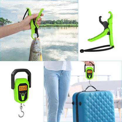 AMIR Digital Fishing Scale, 110lb/50kg Portable Luggage Scale, Electronic Fishing Scale with Lip Gripper, Digital Weight Scale with 38'' Tape Measure, Batteries Included