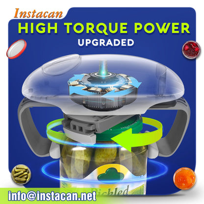 INSTACAN Higher Torque and One Touch Electric Jar Opener Easy Remove Almost Size Lid with Auto-Off, Powerful Bottle Opener for Arthritic Hands, Automatic Jar Opener for Weak Hands and Seniors (White)