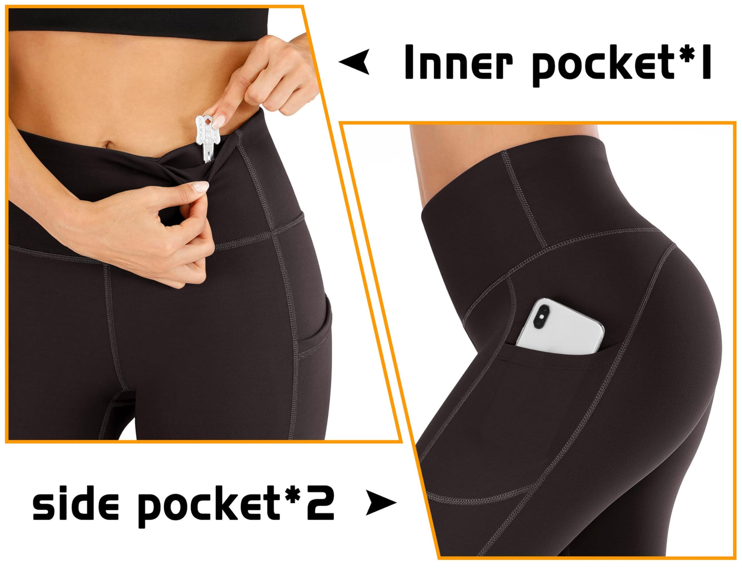 IUGA High Waisted Yoga Pants for Women with Pockets Capri Leggings for Women Workout Leggings for Women Yoga Capris Coffee