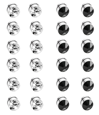 ADRAMATA 12 Pairs Magnetic Earrings for Men Women Fake Earrings Non Pierced Jewellery Colorful Mens Earrings Round Crystal Stud Earrings Set Magnet Earrings Magnetic Stud Earrings for Girls Boys