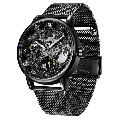 Whodoit Men's Mesh Strap Mechanical Skeleton Watch