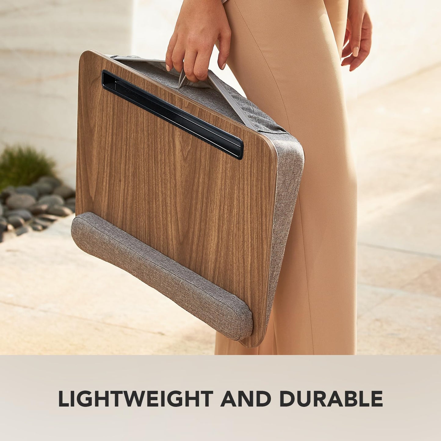 HUANUO Portable Lap Laptop Desk with Pillow Cushion, Fits up to 15.6 inch Laptop, with Anti-Slip Strip & Storage Function for Home Office Students Use as Computer Laptop Stand, Book Tablet