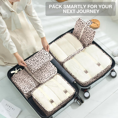 8 Set Packing Cubes for Suitcases, Packing Cube with Shoe, Cosmetics, Clothing, and Accessories Bags Packing Cubes for Travel Luggage Organizer(Leopard)