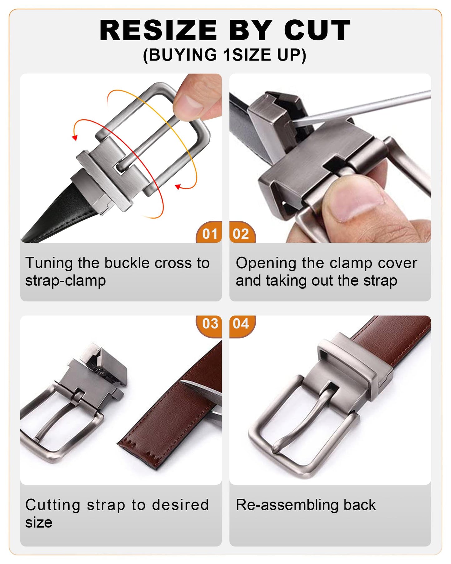 BULLIANT Men's Belt,Reversible Belt Adjustable For Gift Men 1.25"-Cut For Fit-2 Sides in 1 Belt(Not 2)(Black/Light Brown,38"-40" Waist Adjustable)