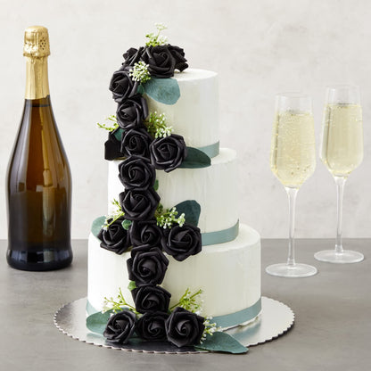 Bright Creations 100-Pack Black Artificial Flowers, Fake Foam Flowers for Halloween Decorations, DIY Crafts, Bouquets, and Black-Themed Parties (3 Inches)