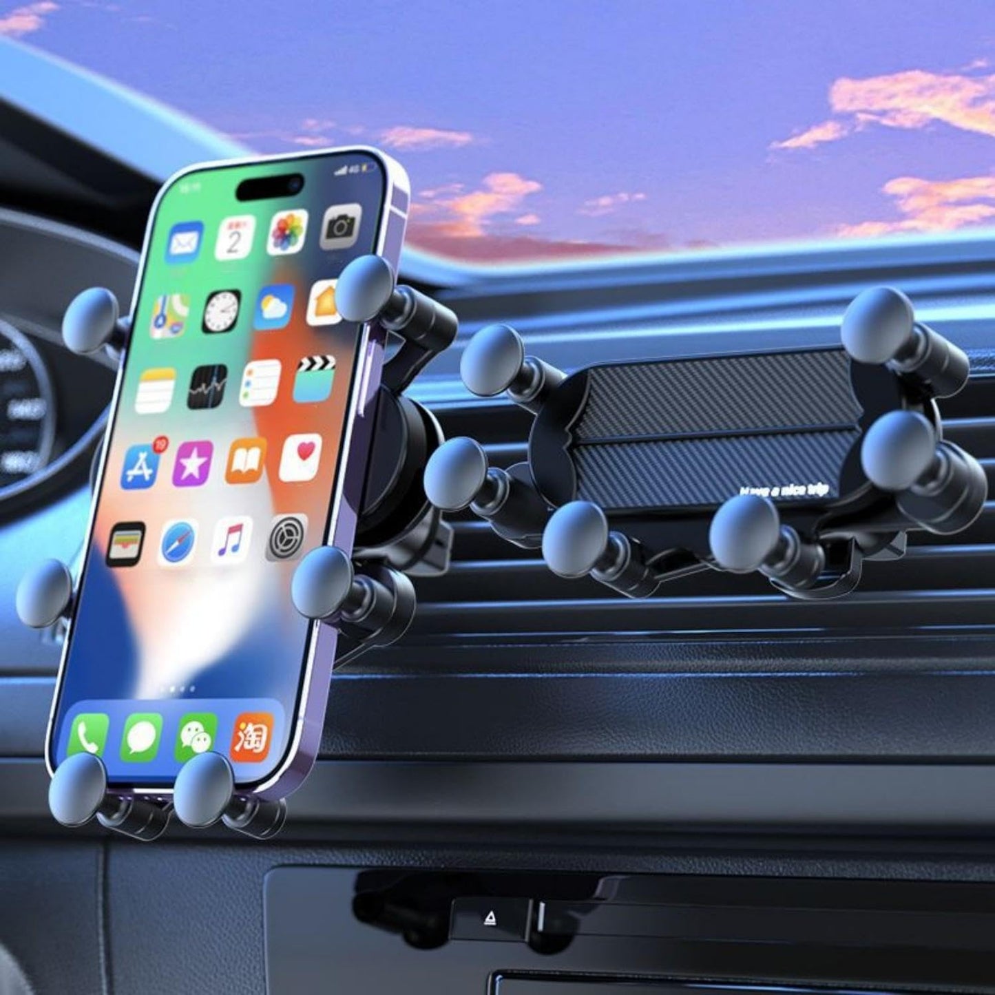 6-Point Car Phone Holder Stand, Adjustable Auto Phone Mount, Secure Grip & Retractable Design, Compatible with All Phones, Perfect for Driving & Hands-Free Navigation