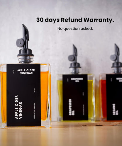 APT 1101 Olive Oil Dispenser for Kitchen, Cooking Oil and Vinegar Dispenser Set, Olive Oil Bottle, Soy sauce dispenser, coffee syrup bottles with stainless steel pourers - 4 pcs, Black (Black)