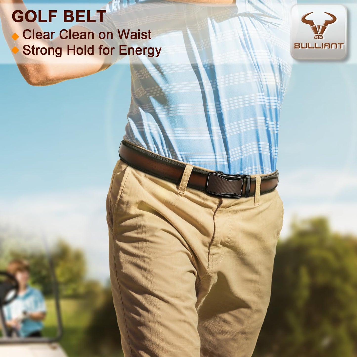 BULLIANT Mens Ratchet Belt,Leather Adjustable Slide Belt For Gift Mens Dress Casual 1 3/8",Size Adjustable(Deep Brown,32"-38" Waist Adjustable)