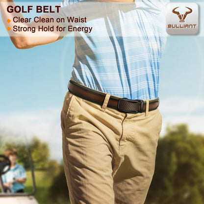 BULLIANT Mens Ratchet Belt,Leather Adjustable Slide Belt For Gift Mens Dress Casual 1 3/8",Size Adjustable(Deep Brown,32"-38" Waist Adjustable)