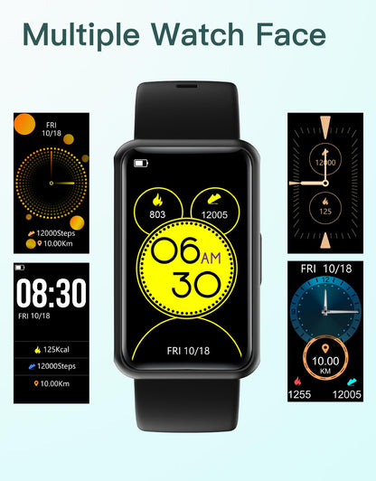 HUAKUA Fitness Tracker No Bluetooth No APP No Phone Needed, Fitness Watch for Men Women Parents IP68 Waterproof with Full Touch Screen Steps Calories Counter Sleep Tracker Alarm Clocks (Black)