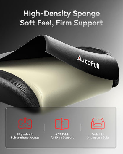 AutoFull C3 Gaming Chair, Racing Style Gaming Chair with Ergonomic Lumbar Support,Adjustable High Back PU Leather PC Chair with Footrest,Black