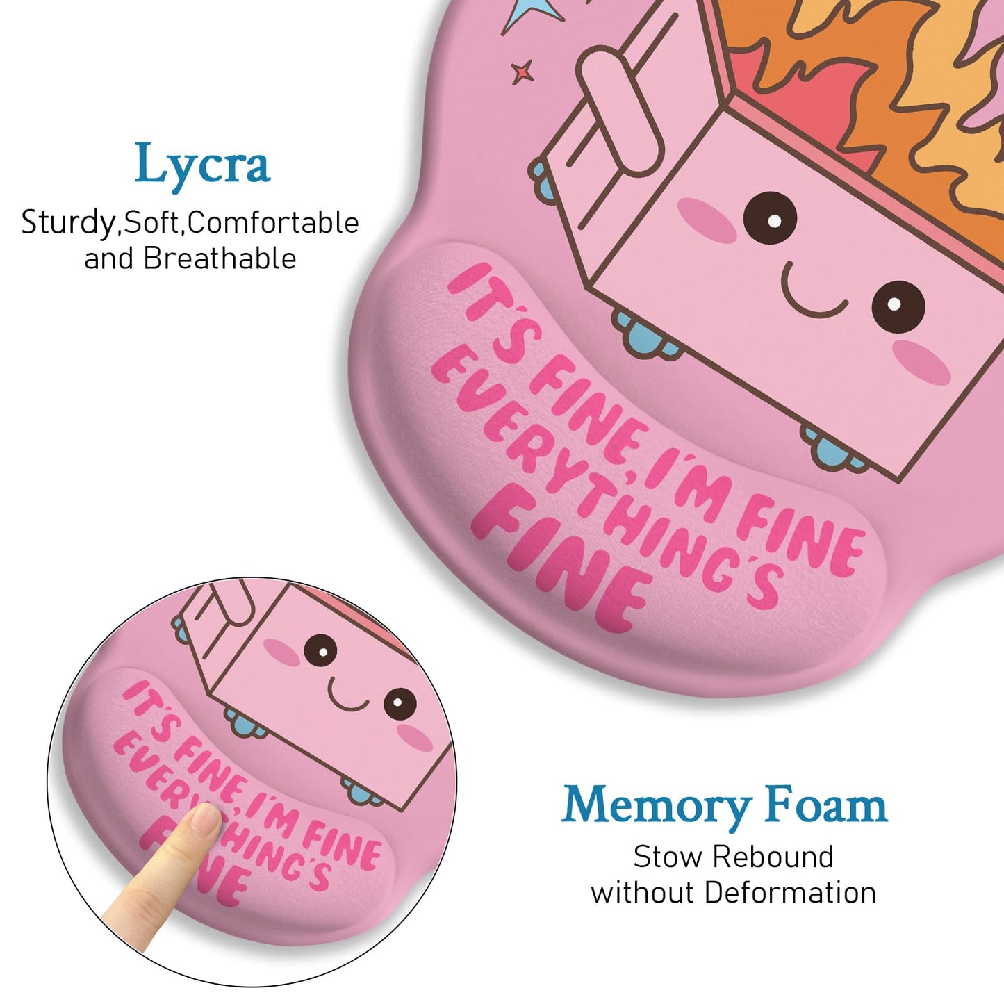 Blusabaca Funny Cute Mouse Pad with Wrist Rest, Dumpster on Fire Ergonomic Mouse Pads Wrist Support for Desk, Mousepad for Wireless Mouse Gaming Laptop Work Home Desk Accessories Office Supplies Decor