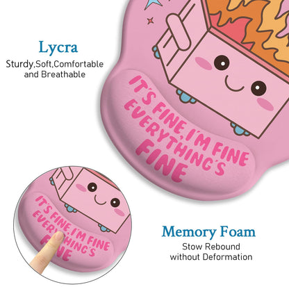 Blusabaca Funny Cute Mouse Pad with Wrist Rest, Dumpster on Fire Ergonomic Mouse Pads Wrist Support for Desk, Mousepad for Wireless Mouse Gaming Laptop Work Home Desk Accessories Office Supplies Decor