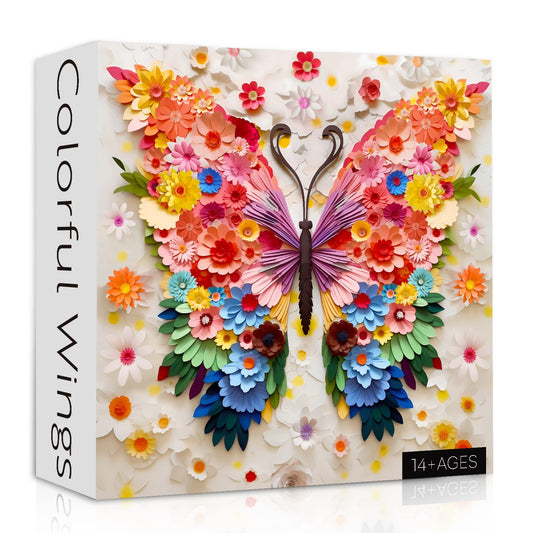 Butterfly Puzzles for Adults 1000 Pieces, Challenging Colorful Flower Butterflies Puzzles with Paper Art, Difficult Animal Plant Jigsaw Puzzles for Adults
