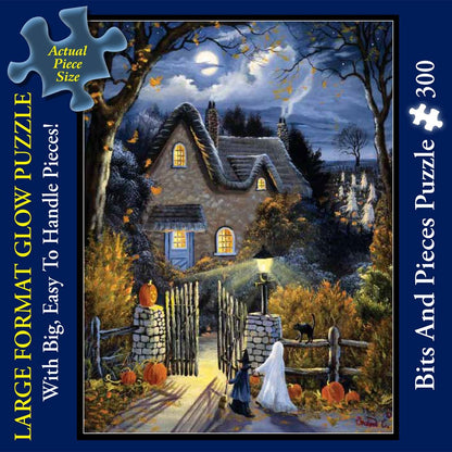 Bits and Pieces – Large 300 Piece Glow in The Dark Jigsaw Puzzle for Adults – ‘Tess's Halloween’ - Jigsaw Puzzle by Artist Christine Carey, Completed Puzzle Size: 18" x 24"