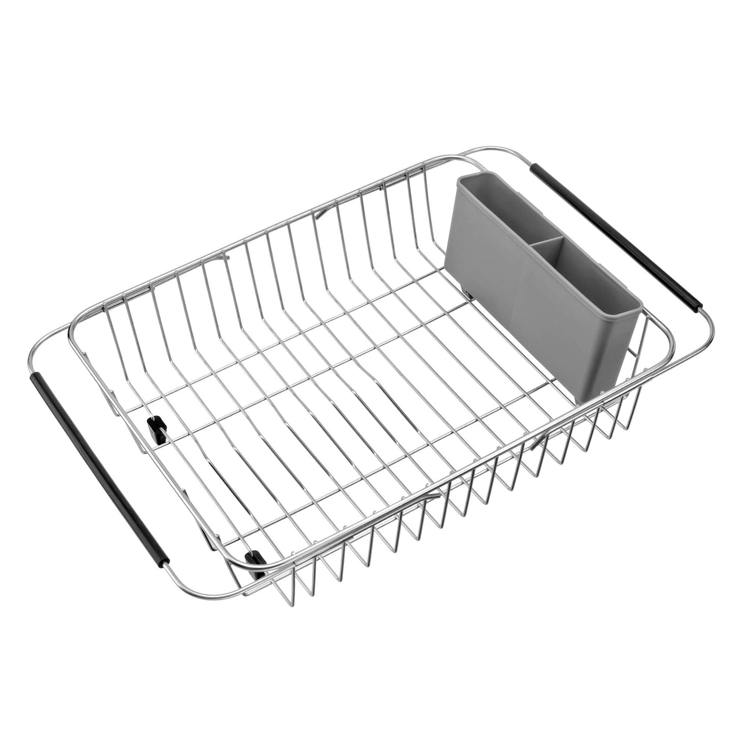 iPEGTOP Cutlery Utensil Silverware Drying Rack Basket Holder with Hooks - Flatware Storage Solution for Kitchen Dish Drainer Dish Drying Rack, Grey