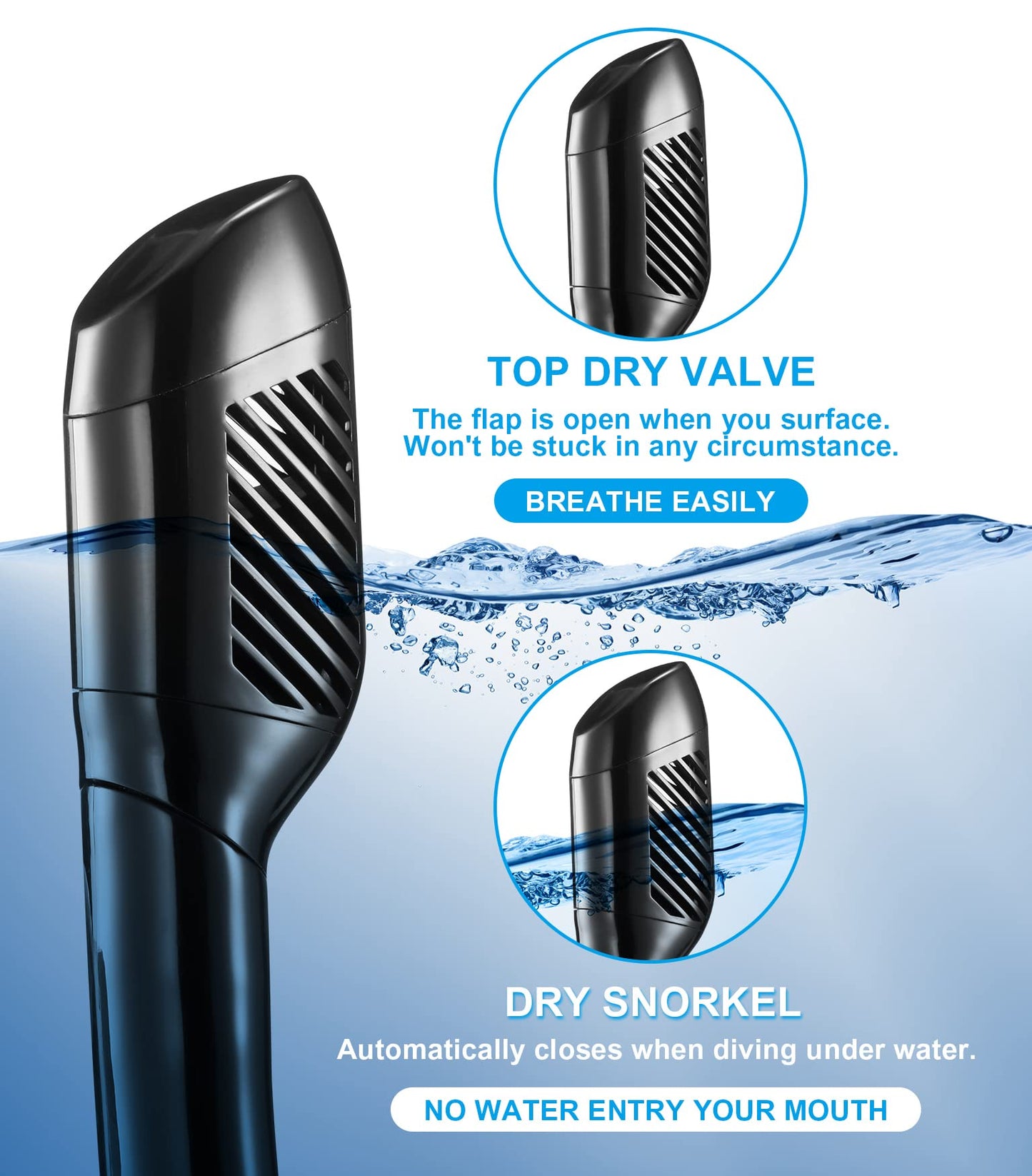 Aegend 2 Pack Snorkeling Gear for Adults, Dry Snorkel Set Panoramic View Enhanced Anti-Leak and Anti-Fog Technology, Adjustable Strap for Snorkeling Scuba Diving Swimming with Mesh Bag