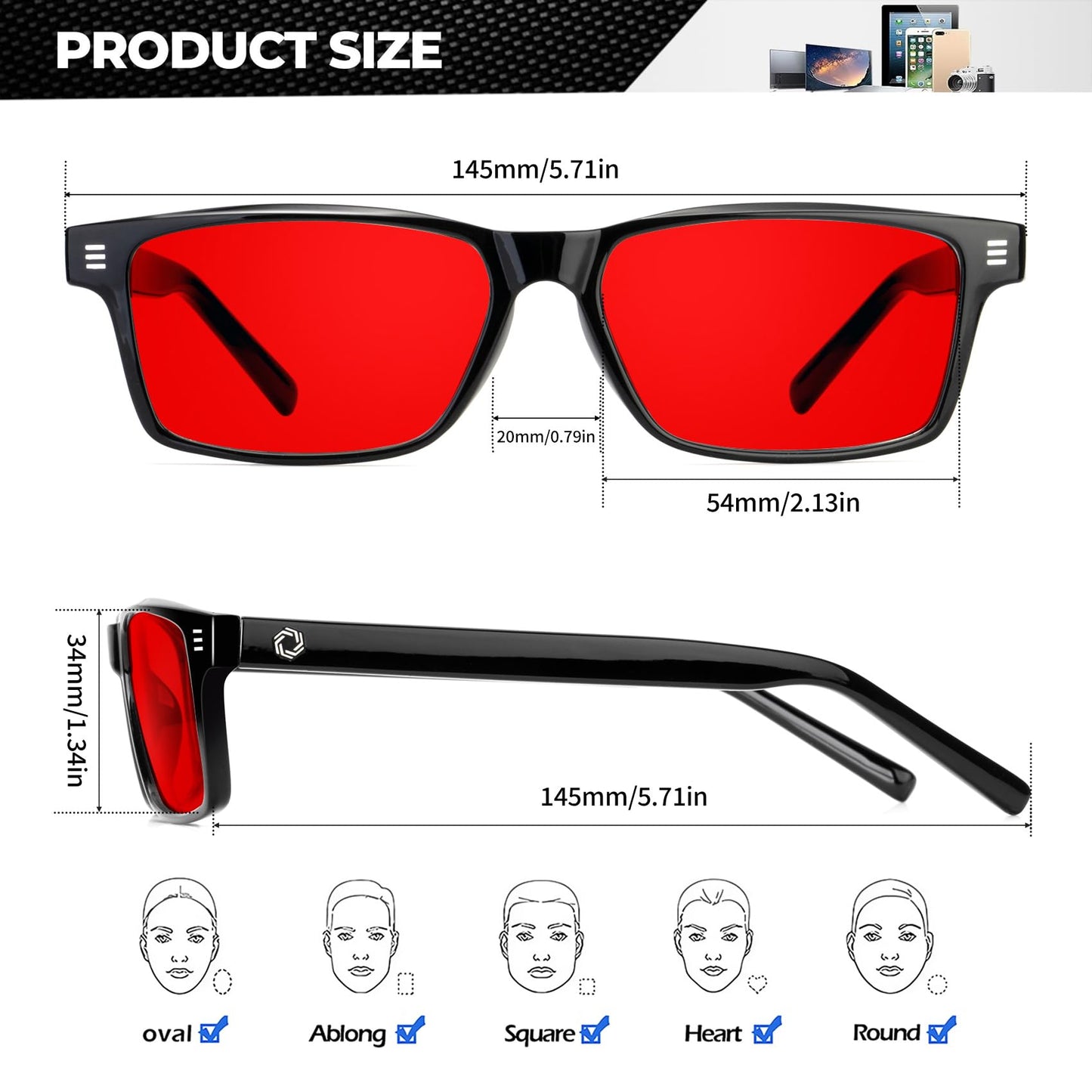 ANYLUV Blue Light Glasses for Sleep, 99.9% Blue Green Light Blocking with Red Lens, Reduce Eye Strain Computer Glasses