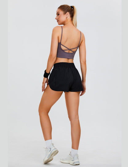 Blooming Jelly Womens Quick-Dry Running Shorts Sport Athletic Active Workout Shorts with Pockets 1.75" (Medium, Black)