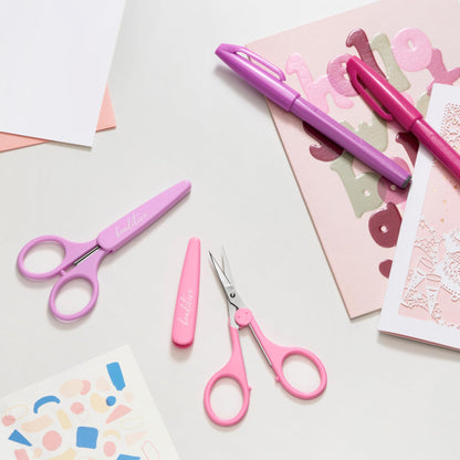 Beaditive High Precision Detail Scissors Set (2-Pc) Sharp, Fine Tips | Paper Cutting, Scrapbooking, Sewing, Crafting | Stainless Steel | Protective Cover (Pastel)