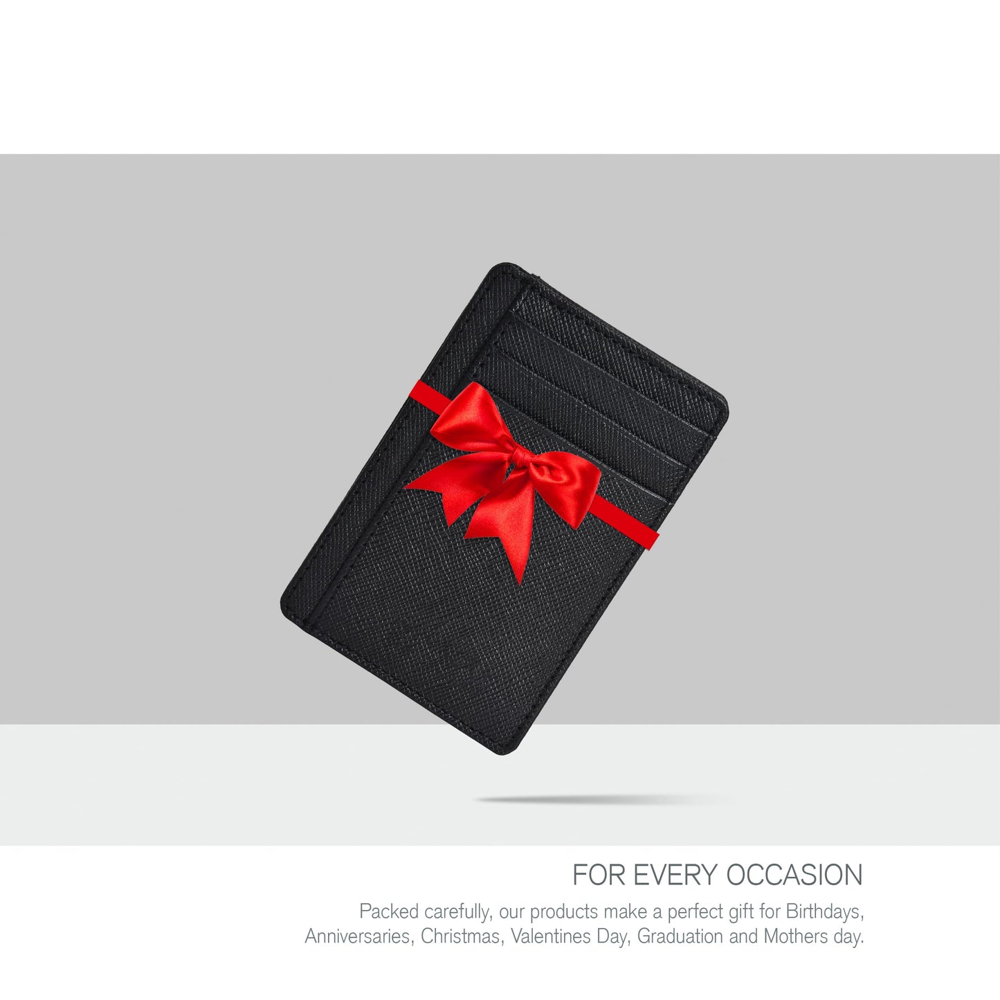 Black | RFID Blocked Leather Wallet | Men And Women | Credit/Debit.Gift Card Slots | Minimalist And Chic | Front Pocket
