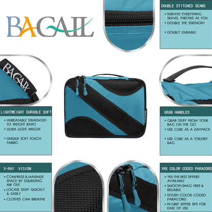 BAGAIL 6 Set Packing Cubes,Travel Luggage Packing Organizers(6Set Teal)
