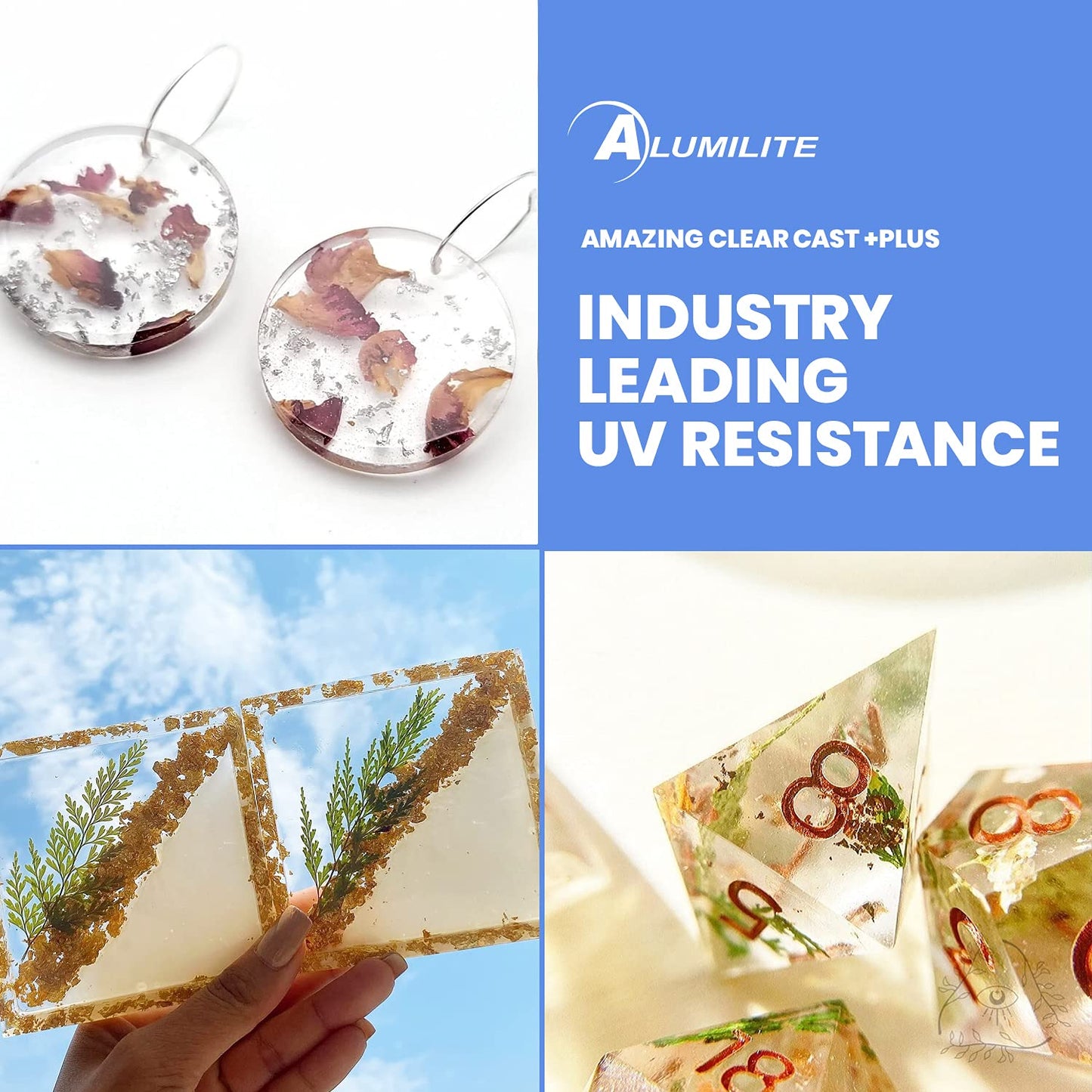 Alumilite Amazing Clear Cast Plus Epoxy Resin Kit for Making and Molding, UV, Plastic Coating, Casting for Countertops, Cups, Tumblers, High-Gloss, Glass Finish - 16 oz (8 oz Part A + 8 oz Part B)