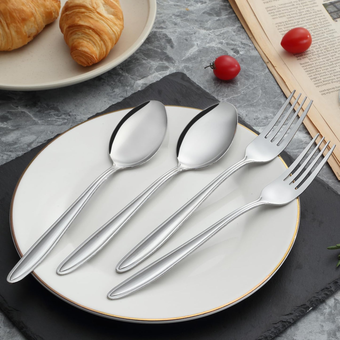 24 Pieces Forks Set (7.8”), Unokit Forks Silverware Set, Stainless Steel Dinner Forks, Table Forks, Metal Forks, Fork Set of 24 for Home/Kitchen & Restaurant,Mirror Polished, Dishwasher Safe