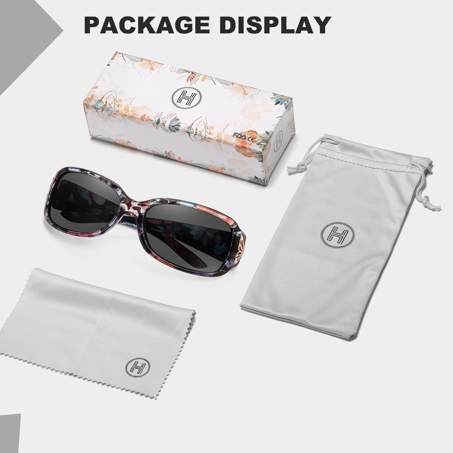 HAOLOTA Women's Polarized Sunglasses - Fashionable Wraparound Butterfly Design with UV400 Protection