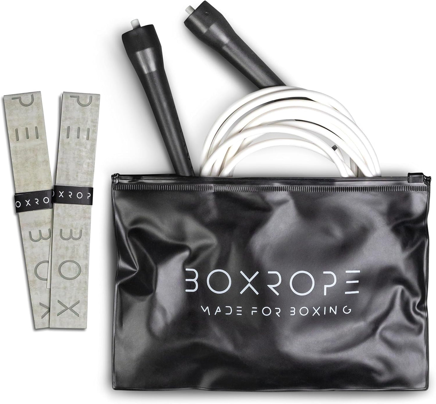 BOXROPE, A Jump Rope Made For Boxing, Tangle-Free, 15% Heavier Than A Normal PVC Rope, Boxer Jump Rope, Adjustable, Includes Grip Tapes For More Grip, Skipping Rope for Boxers, Premium Quality (Grey