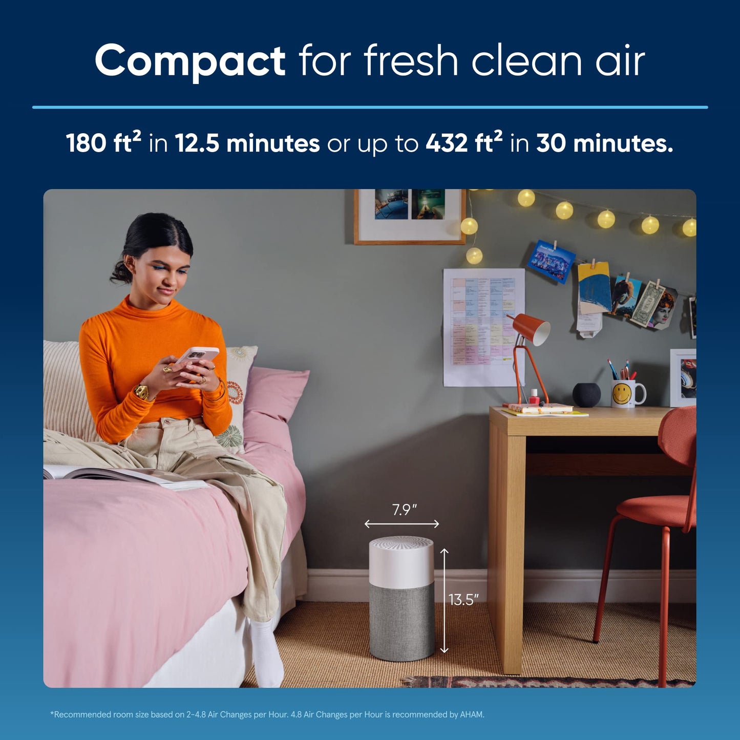 BLUEAIR Air Purifiers for Bedroom Small Room Air Purifiers for Home Air Purifiers for Pets Allergies Air Cleaner, HEPASilent Virus Air Purifier for Dust Baby Air Purifier for Nursery Blue Pure 511