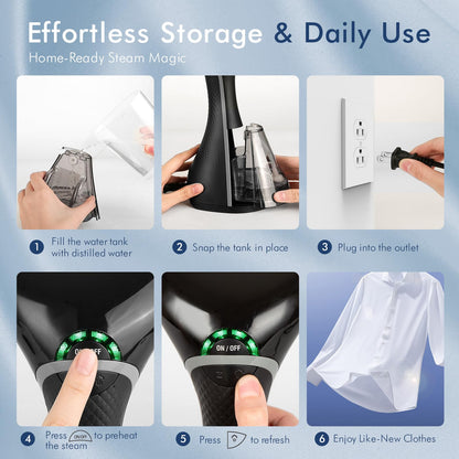 BEAUTURAL Steamer for Clothes, Upgraded 1800W High Power with Ceramic Heat-Up Plate, 2-Level Steam, 35 Seconds Preheating, 240ml Big Capacity, Removing Stubborn Wrinkles and Creases (Only for 120V)