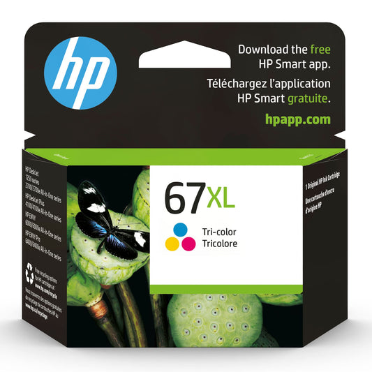 HP 67XL Tri-color High-yield Ink Cartridge for HP Printers | Works with Printer Series: DeskJet 1255, 2700, 4100; ENVY 6000, 6400 | Eligible for Instant Ink | 3YM58AN