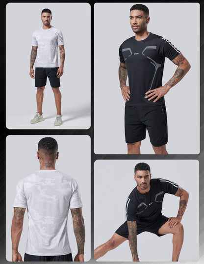 5 Pack Men’s Active Quick Dry Crew Neck T Shirts | Athletic Running Gym Workout Short Sleeve Tee Tops Bulk (Set 11, X-Large)