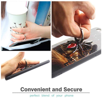 Allengel Phone Ring Holder Stand, 360 Degree Rotation Universal Spider Finger Kickstand with Polished Metal Phone Grip for Cell Phone, Red