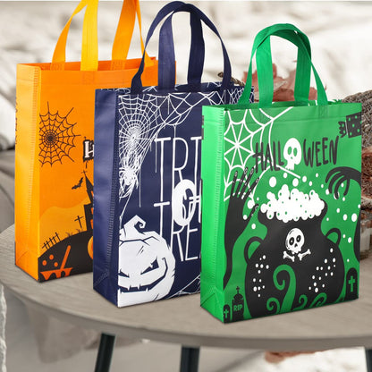 Aviski 6PCS Halloween Trick or Treat Bags, Non-Woven Large Gift Tote Bags with Handles for Gifts Wrapping, Party Supplies, 15 * 11.8 * 3.9inch