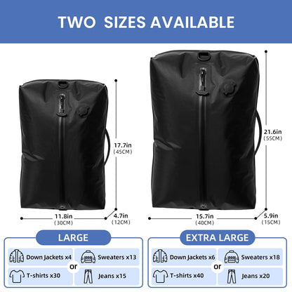BAGAIL TPU Vacuum Bag for Travel, Reusable Compression Bag with IPX8 Waterproof Zipper, Save Space for Suitcase, Backpack and Carry on (Black, ExtraLarge, No Pump)