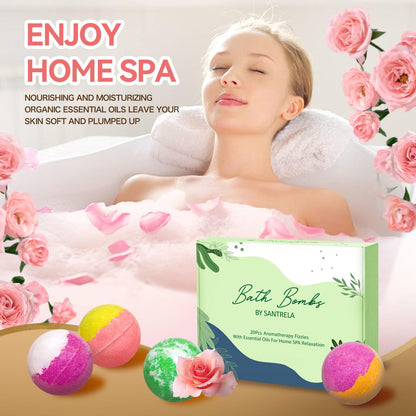 Bath Bombs for Women Gift Set, 20 Organic Bath Bombs with Essential Oil, Handmade SPA Bubble Bath for Relaxing, Gift for Her/Him, Women, Girls, Wife, Mother