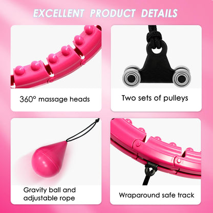 Brebon Weighted Hoola Infinity Exercise Fit Hoops, Plus Size, 2 in 1 Weight Loss 24 Detachable Knots Fitness Abdomen Equipment, Adjustable Auto-Spinning Ball for Adult