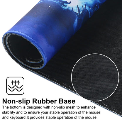 Jahosin Large Gaming Mouse Pad with Stitched Edges,[27.5x11.8In] Extended Mouse Pad with Non-Slip Natural Rubber Base for Gamer/Desktop/Office/Home (70x30 Bluedragon)