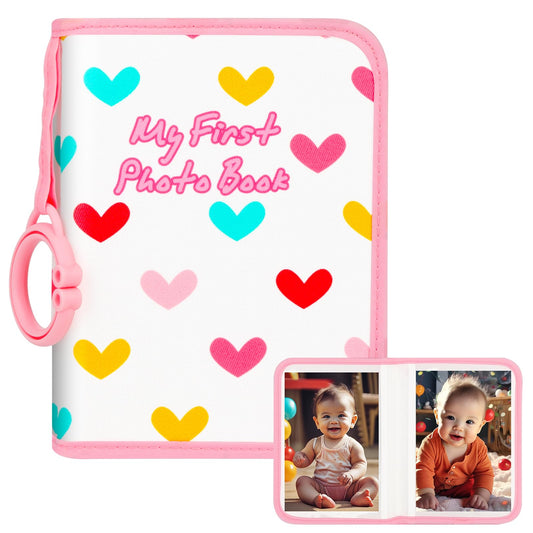 Baby Photo Book Holds 21 4x6 Photos, My First Photo Album for Baby or Toddler, "Love" Baby Photo Book Soft No Hard Edges, Cute Book Gift for Baby Shower Newborns Family Photos (Pink)