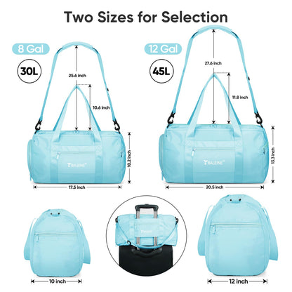 BALEINE Gym Duffel Bag for Women and Men, Small for Sports, Gyms and Weekend Getaway, Waterproof Dufflebag with Shoe and Wet Clothes Compartments, Lightweight Carryon Gymbag (Azure)