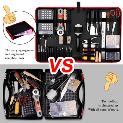 IMZAY 415 PCS Leather Working Kit, Leather Tool Kit, Leather Crafting Kit with Leather Working Tools Punching Sewing Stamping Sanding Tools for Leather Working Professional