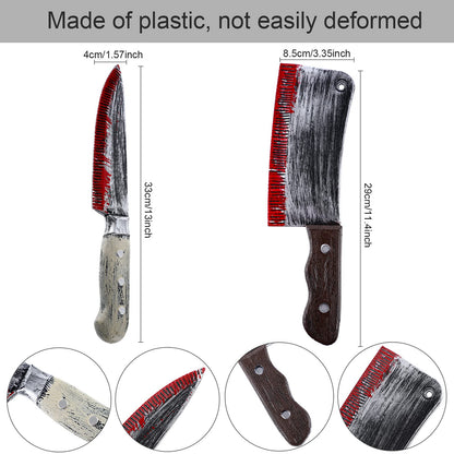 Boao 2 Pieces Fake Knife Party Supplies, Halloween Realistic Plastic Knife Prop for Horror Party Role Playing,Toy for Halloween Costume Accessory(Style 3)